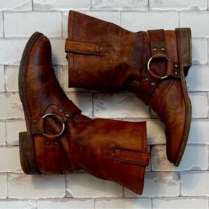 Frye Classic Brown Leather Harness Boots